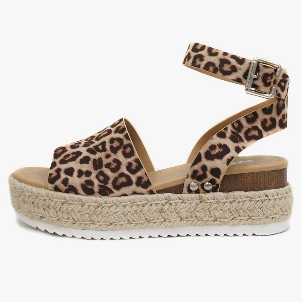 Soda Leopard Espadrille Platform Sandal